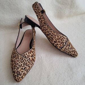 Caslon Lepord Print Shoes  Women's Size 6 Sling Back Flats Pony Hair